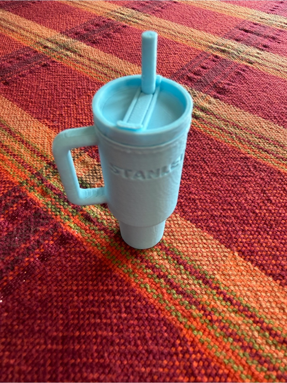 Mini Stanley Cup Tumbler Inspired 3D Printed Miniature Keychain Toy Blue